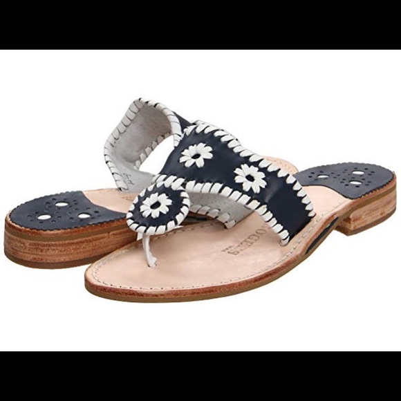 navy and white sandals